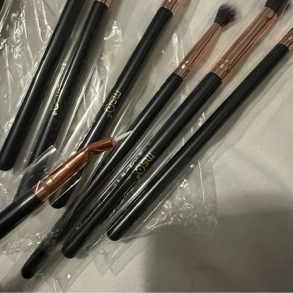 MSQ 8-Piece Eye Makeup Brush Set Black Rose Gold Blending & Detail Brushes